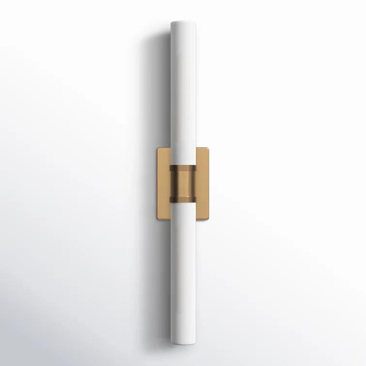 Satin Brass 2-Light Dimmable Vanity Light with Frosted Glass