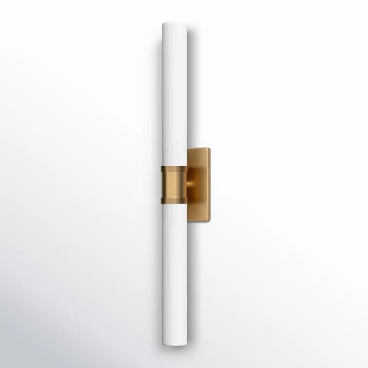 Satin Brass 2-Light Dimmable Vanity Light with Frosted Glass