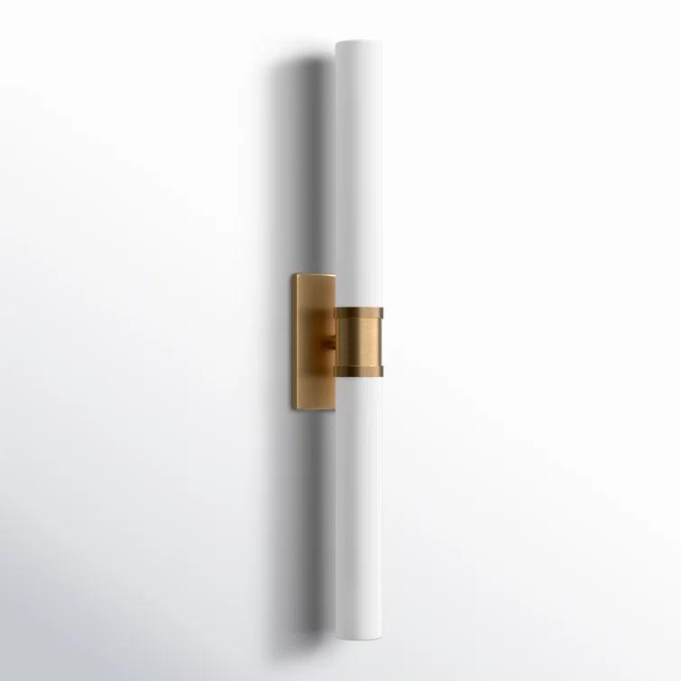 Satin Brass 2-Light Dimmable Vanity Light with Frosted Glass