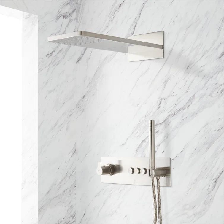 Hollyn Simple Select Thermostatic Shower System with Dual-Function Shower Head and Hand Shower