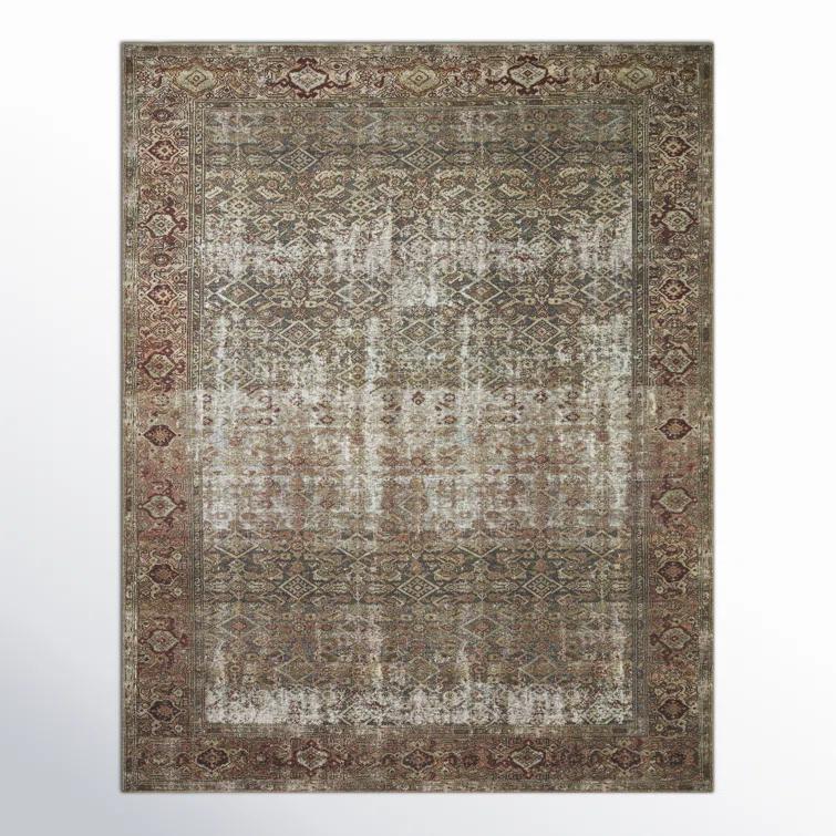 Georgie Oriental Moss/Salmon Area Rug