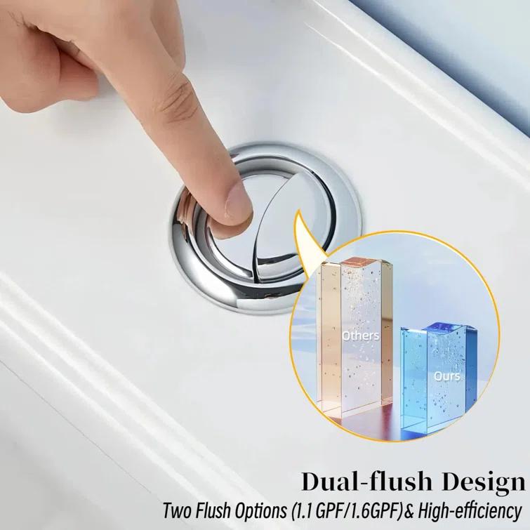 Momei 1.6 GPF Dual-Flush Toilet Modern Elongated One-Piece Toilet (Seat Included)