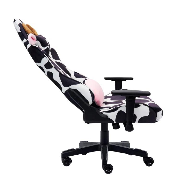 Ts85 Cow Print Luxx Series Gaming Chair Cow - Techni Sport: Velvet Upholstery, Memory Foam, Adjustable