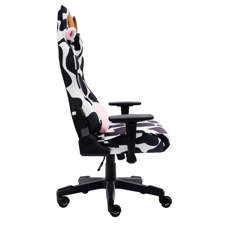 Ts85 Cow Print Luxx Series Gaming Chair Cow - Techni Sport: Velvet Upholstery, Memory Foam, Adjustable