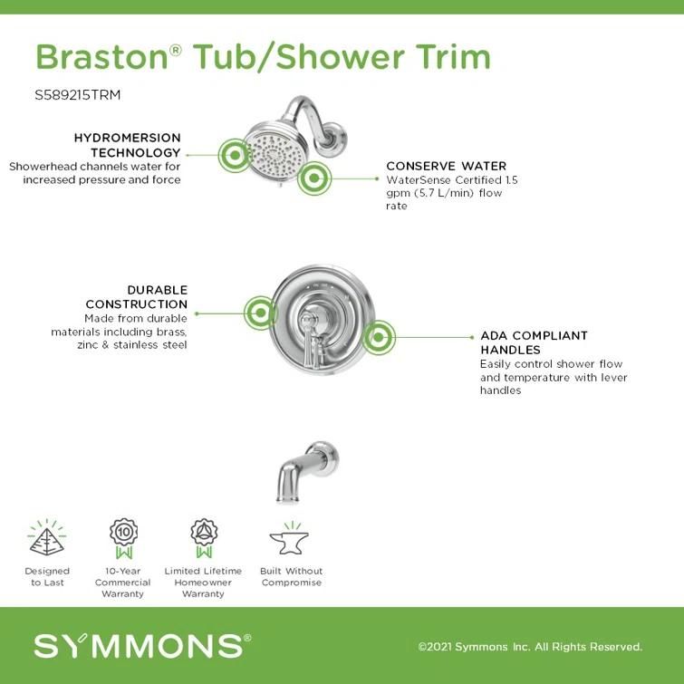 Braston HydroMersion Tub and Shower Faucet with Volume Control