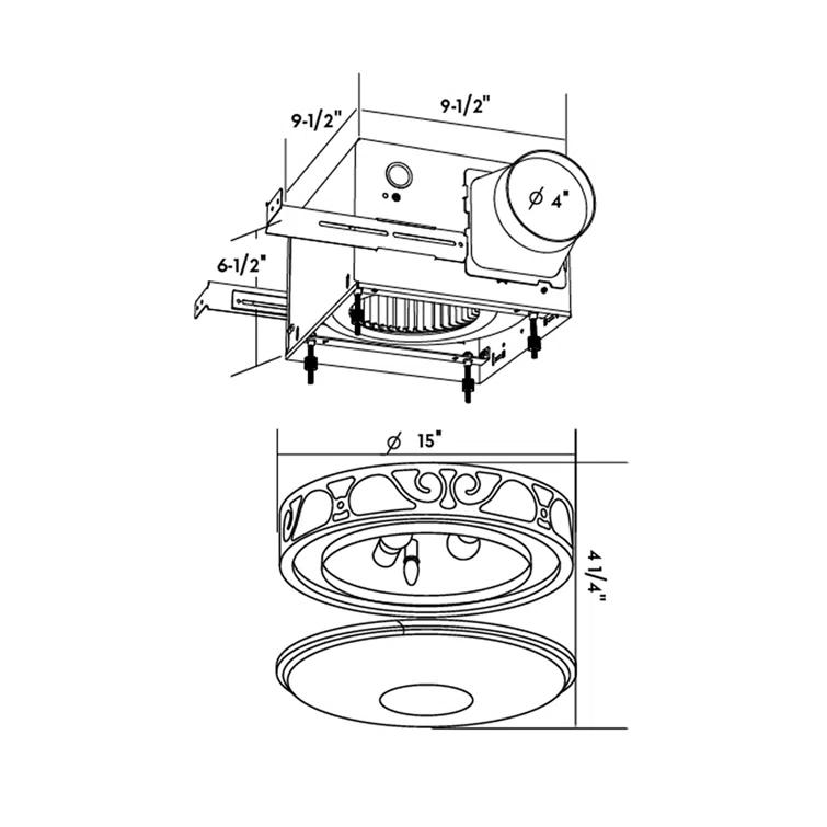 Roman Ii Decorative 110 Cfm 2.0 Sones Bathroom Ventilation Exhaust Fan With Light