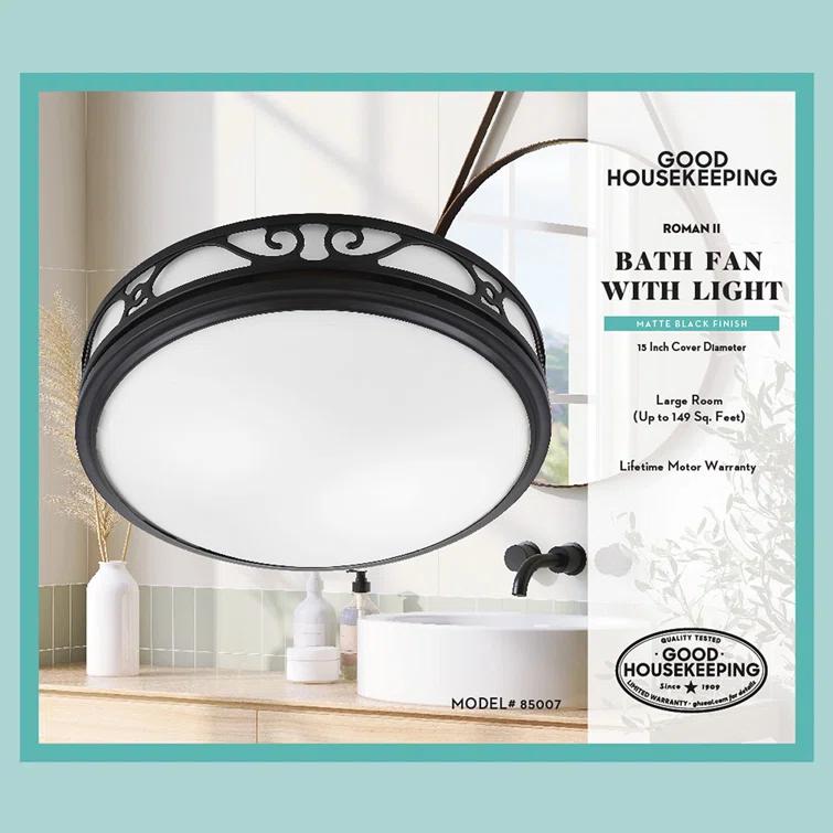 Roman Ii Decorative 110 Cfm 2.0 Sones Bathroom Ventilation Exhaust Fan With Light