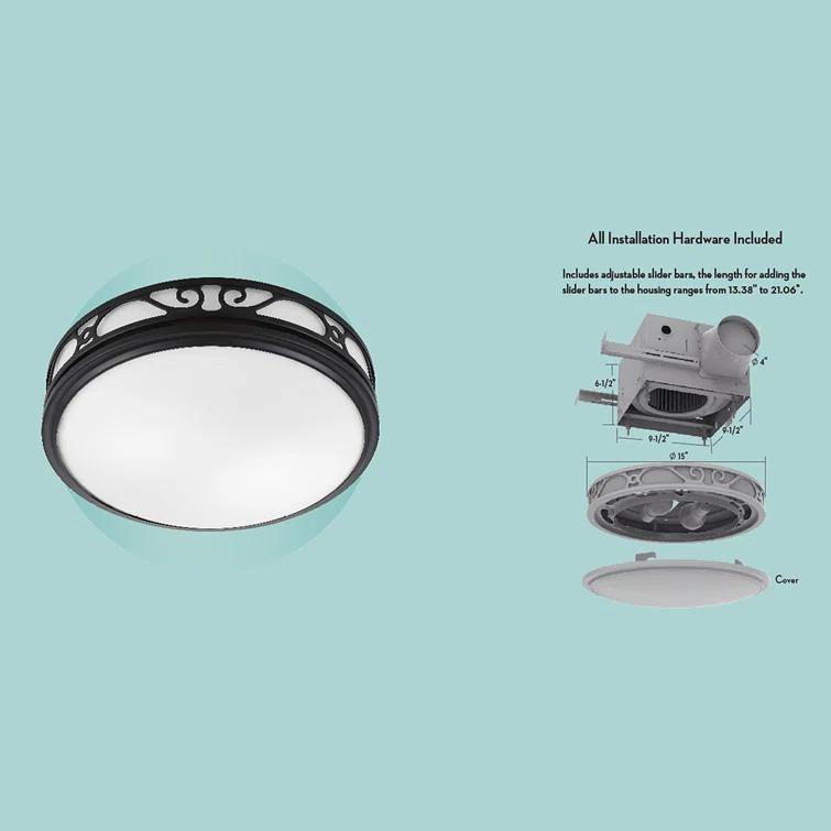 Roman Ii Decorative 110 Cfm 2.0 Sones Bathroom Ventilation Exhaust Fan With Light