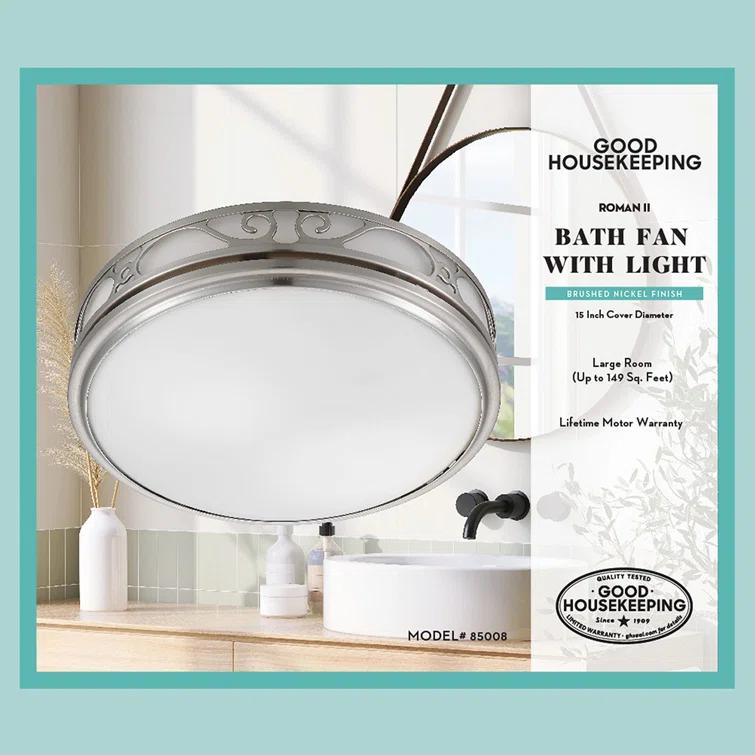 Good Housekeeping 85008 Roman Ii Decorative 110 Cfm 2.0 Sones Bathroom Ventilation Exhaust Fan With Light