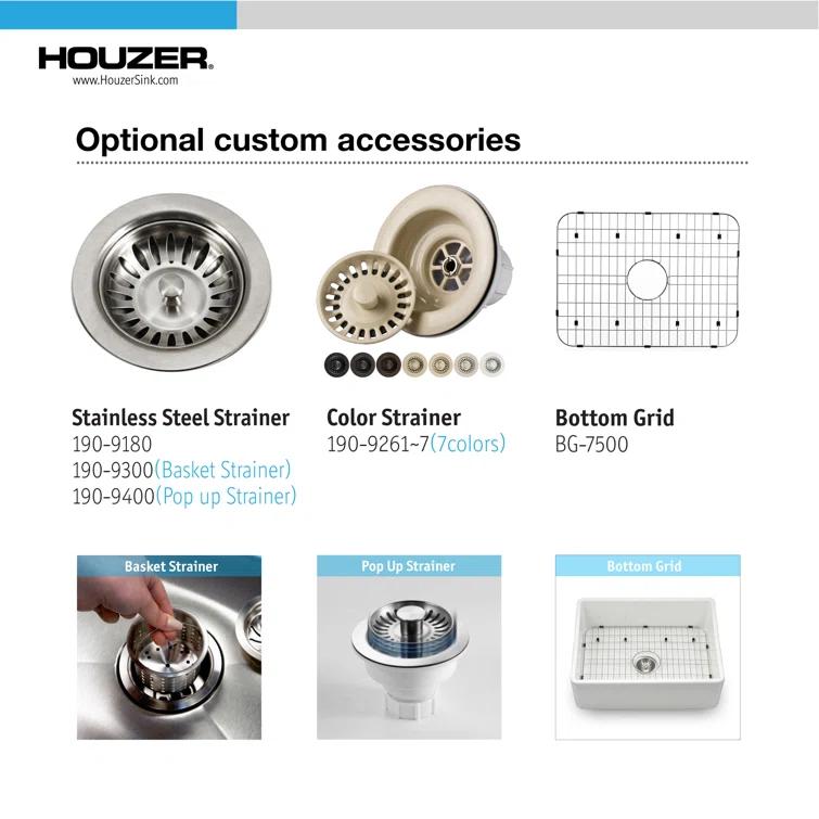 Houzer 30 in x 20 in Matte White Fireclay Apron Front Single Bowl Kitchen Sink - PTS-4100 MWH