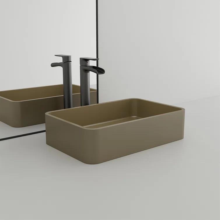 CASAINC Maple 12.79'' Concrete Rectangular Bathroom Sink