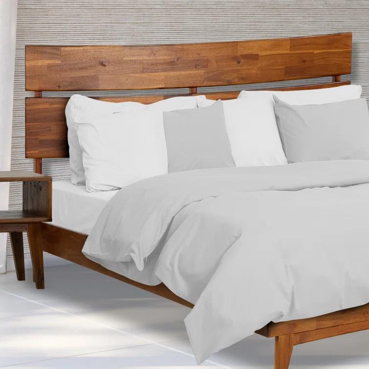 Acacia Aurora Premium Solid Wood Platform Bed Frame and High Headboard, King Bed Frame with Headboard Included, Mid Century Modern Bed with 5 years Warranty