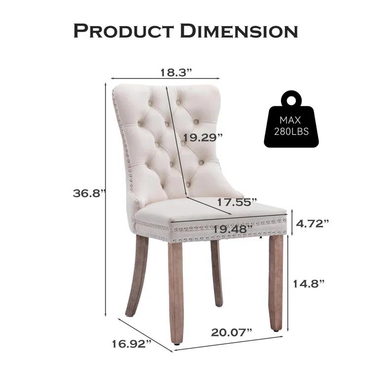High-end Tufted Velvet Upholstered Nailhead Dining Chair