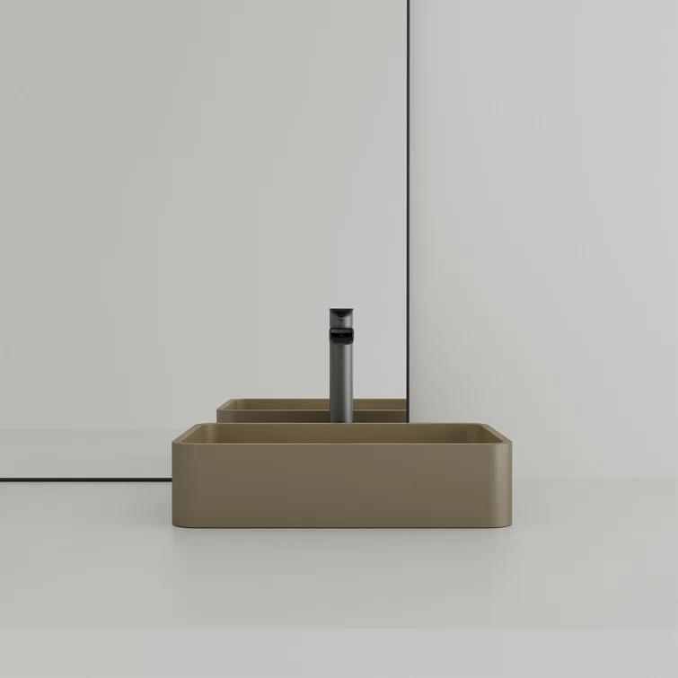 CASAINC Maple 12.79'' Concrete Rectangular Bathroom Sink
