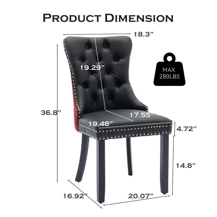 High-end Tufted Velvet Upholstered Nailhead Dining Chair