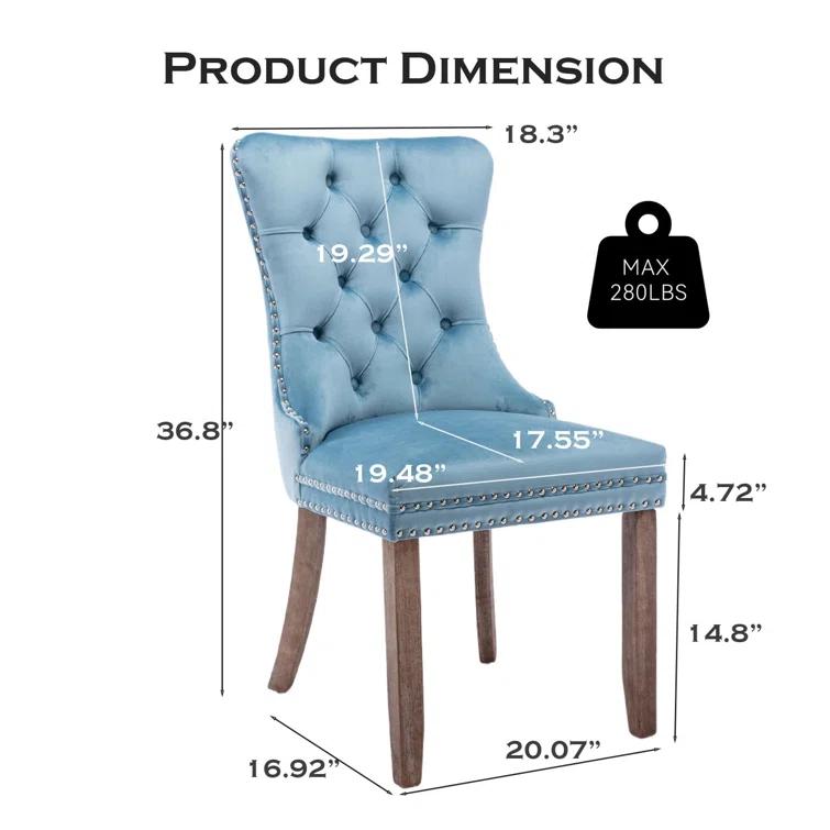 High-end Tufted Velvet Upholstered Nailhead Dining Chair