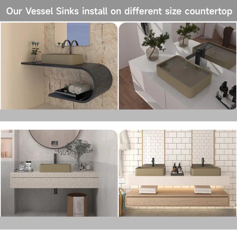 CASAINC Maple 12.79'' Concrete Rectangular Bathroom Sink