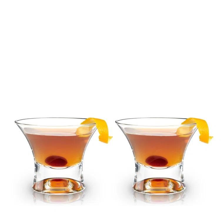 Viski Raye Heavy Base Stemless Crystal Manhattan Glasses (Set of 2)