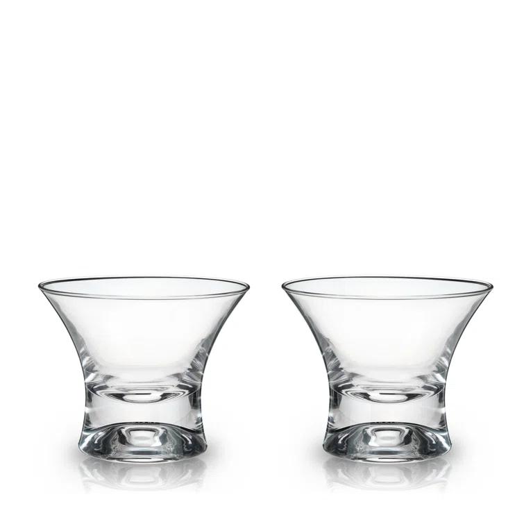 Viski Raye Heavy Base Stemless Crystal Manhattan Glasses (Set of 2)