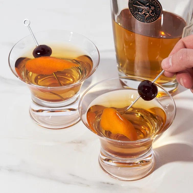 Viski Raye Heavy Base Stemless Crystal Manhattan Glasses (Set of 2)