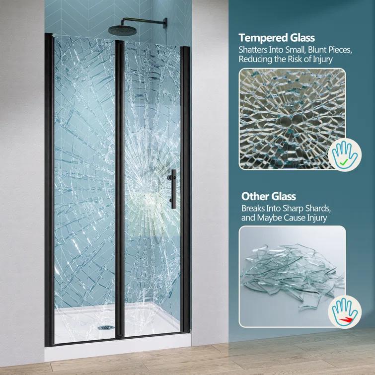 Shower Doors 34" -35 1/4" W x 72" H Bifold Frameless Glass Shower Door, Folding Shower Doors
