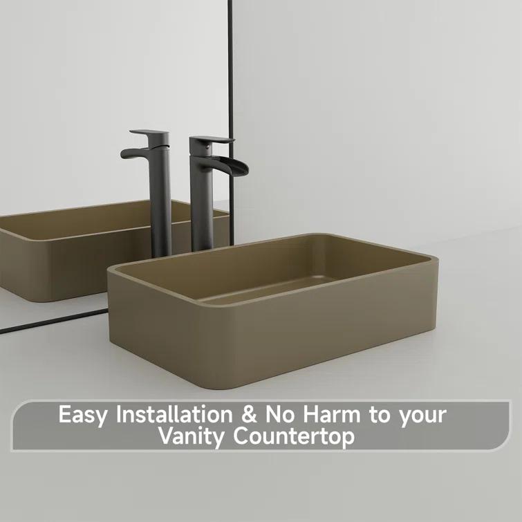 CASAINC Maple 12.79'' Concrete Rectangular Bathroom Sink