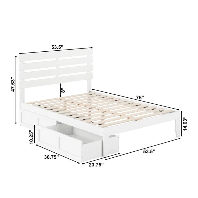 Madaket Premium Wood Farmhouse Storage Platform Bed with Under Bed Drawers