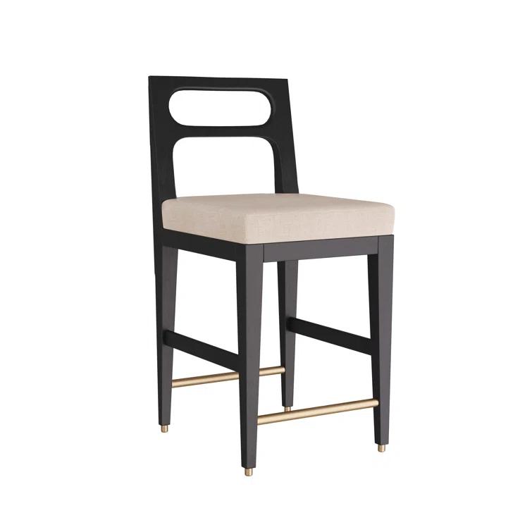 Ebony Mango Wood and Antique Brass Counter Stool