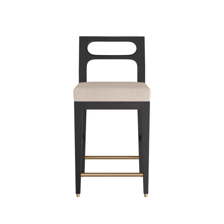 Ebony Mango Wood and Antique Brass Counter Stool