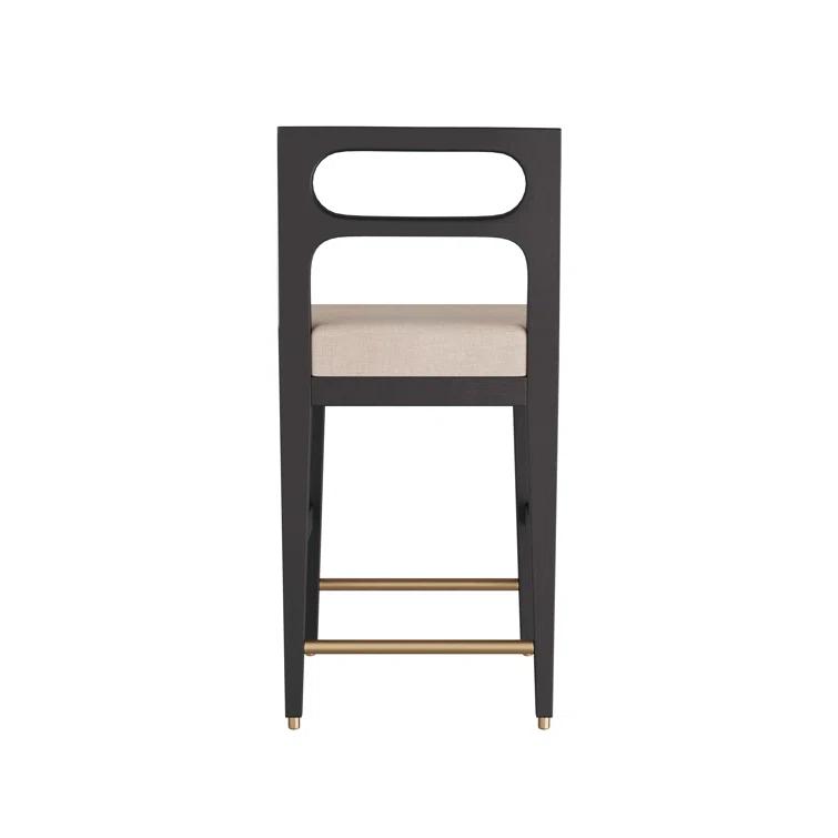 Ebony Mango Wood and Antique Brass Counter Stool