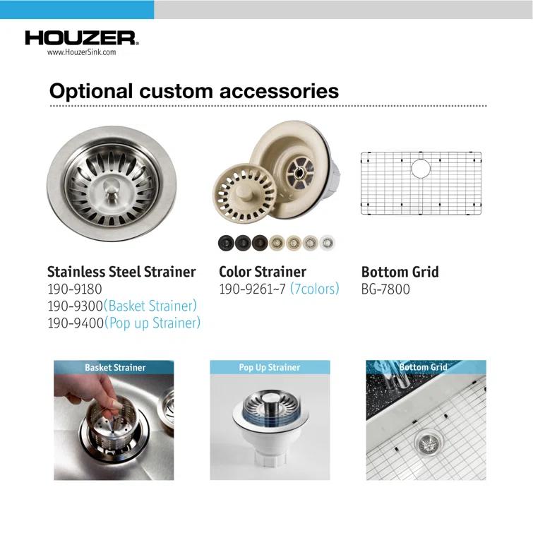 Houzer PTG-3600 WH Platus Houzer Farmhouse Apron Front/Undermount 36 inch Fireclay Single Bowl Kitchen Sink