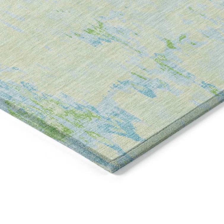 Machine Washable Indoor/Outdoor Christain ACN1352 Mint Rug