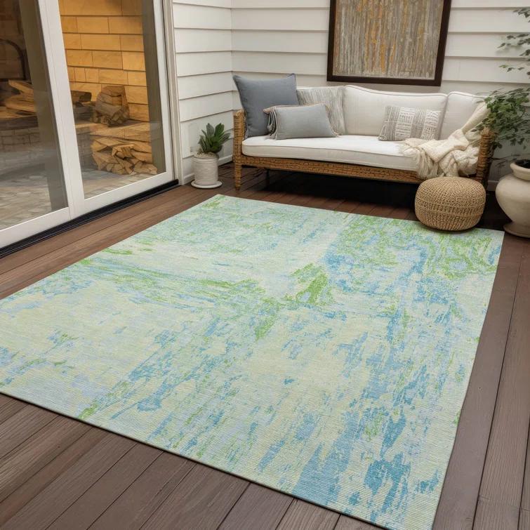 Machine Washable Indoor/Outdoor Christain ACN1352 Mint Rug
