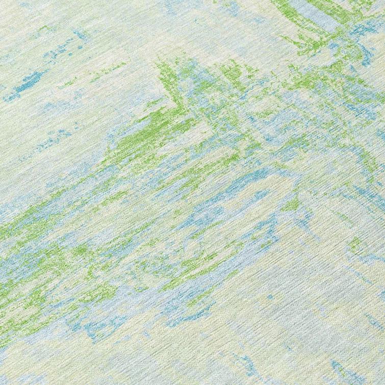 Machine Washable Indoor/Outdoor Christain ACN1352 Mint Rug