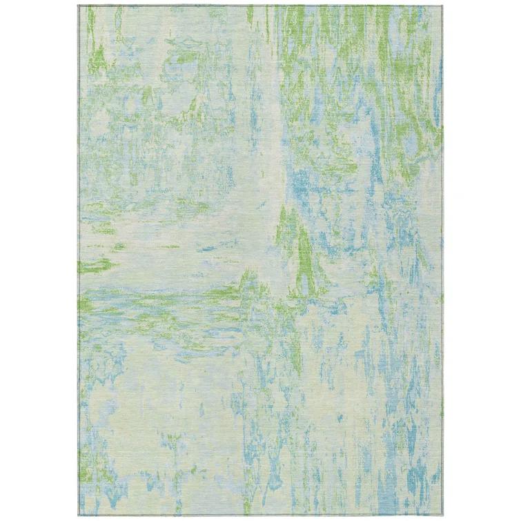 Machine Washable Indoor/Outdoor Christain ACN1352 Mint Rug