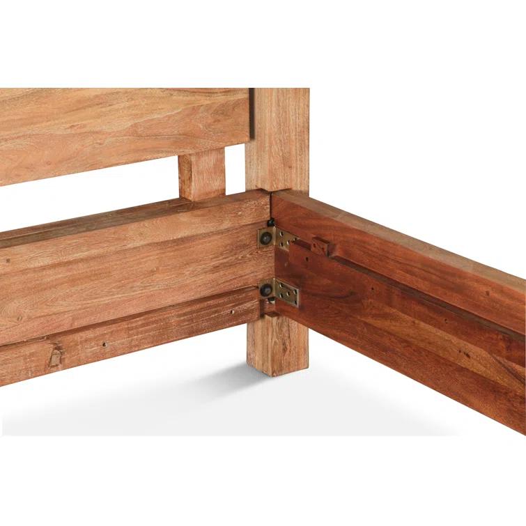 King Brushed Acacia Wood Canopy Bed Frame