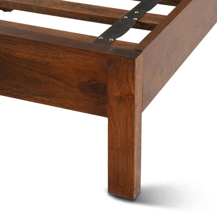 King Size Brown Mango Wood Platform Bed Frame