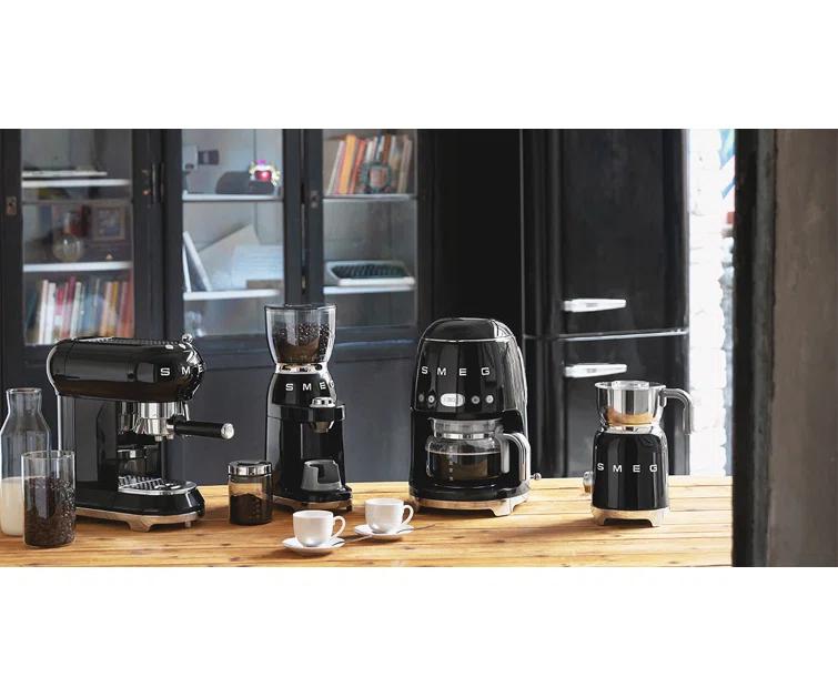 Navy Blue Retro Style 10-Cup Drip Coffee Machine with Glass Carafe