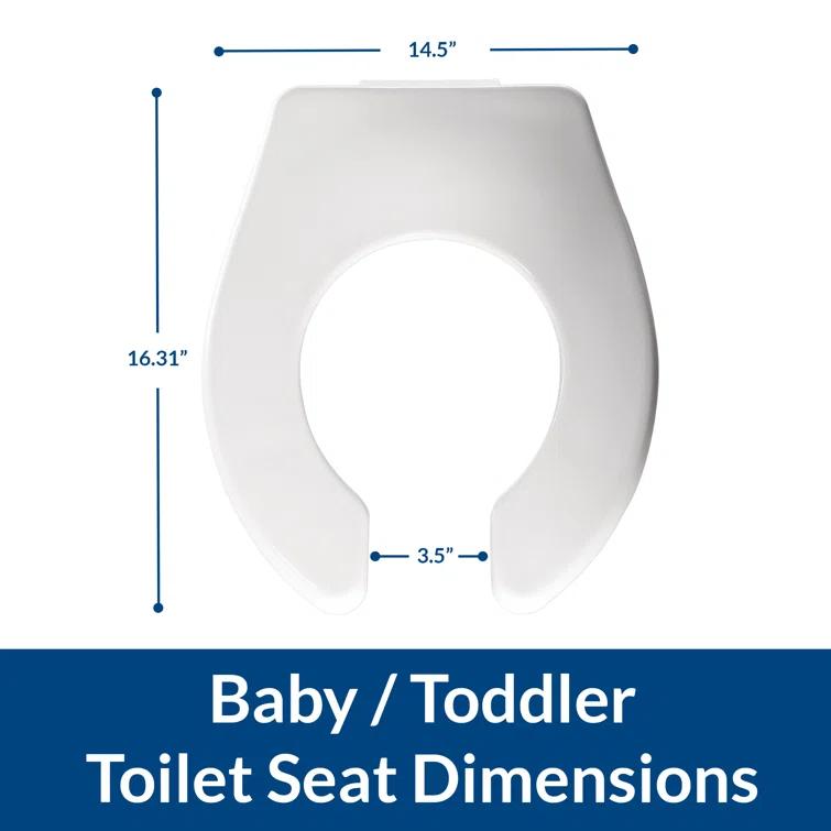 BB955CT Commercial Open Front Baby/Toddler Toilet Seat, Never Loosens, Plastic, White, Round
