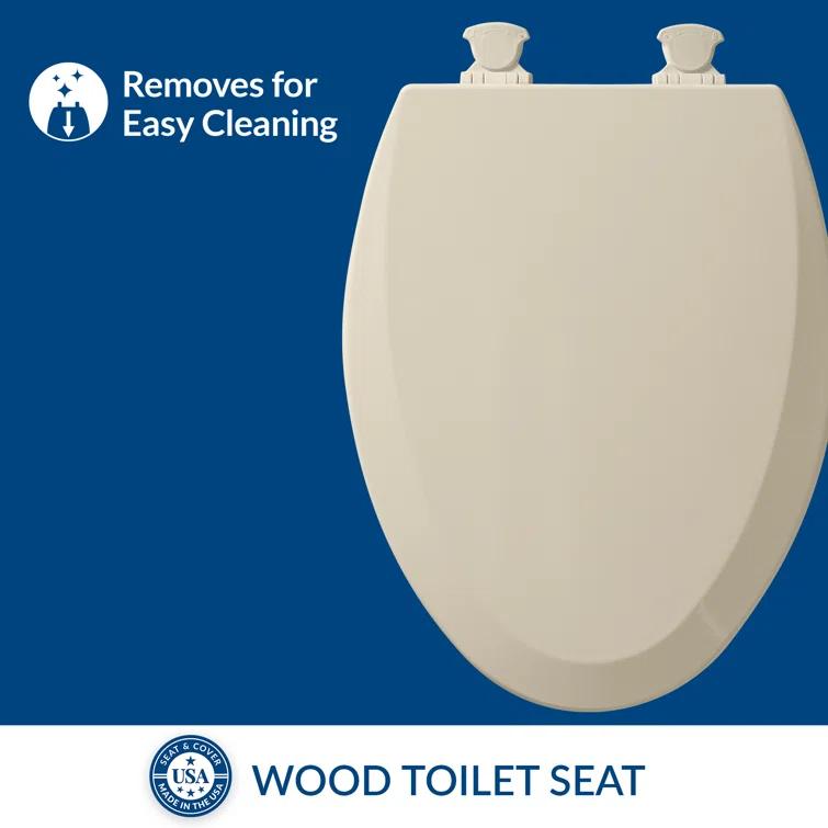 Bemis 1500EC Toilet Seat with Easy Clean & Change Hinges, Durable Wood