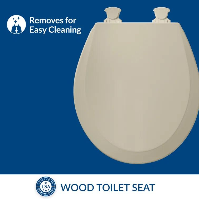 Bemis 1500EC Toilet Seat with Easy Clean & Change Hinges, Durable Wood