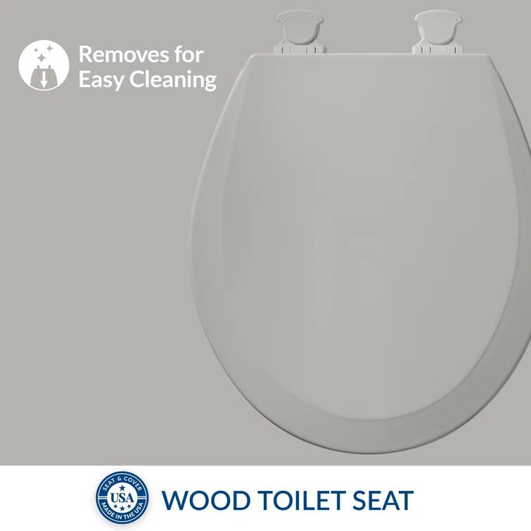 Bemis 1500EC Toilet Seat with Easy Clean & Change Hinges, Durable Wood