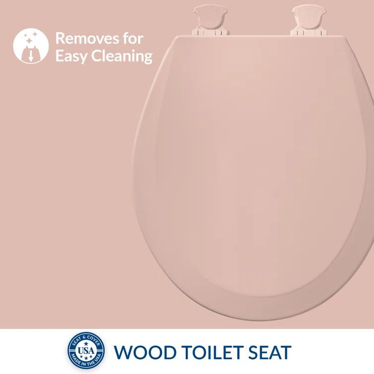 Bemis 1500EC Toilet Seat with Easy Clean & Change Hinges, Durable Wood