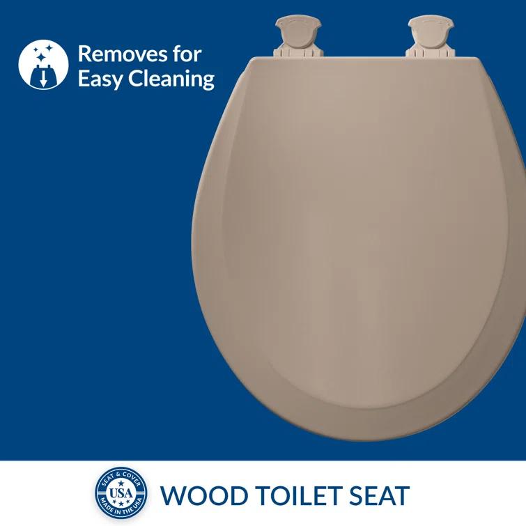 Bemis 1500EC Toilet Seat with Easy Clean & Change Hinges, Durable Wood
