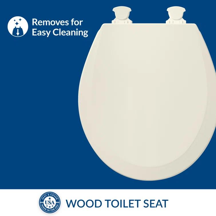 Bemis 1500EC Toilet Seat with Easy Clean & Change Hinges, Durable Wood
