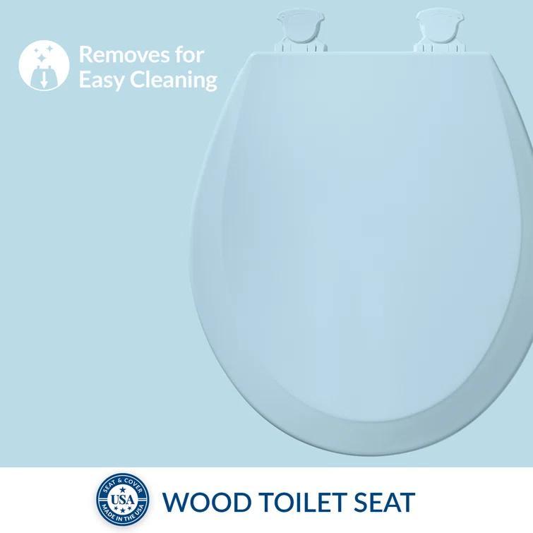 Bemis 1500EC Toilet Seat with Easy Clean & Change Hinges, Durable Wood