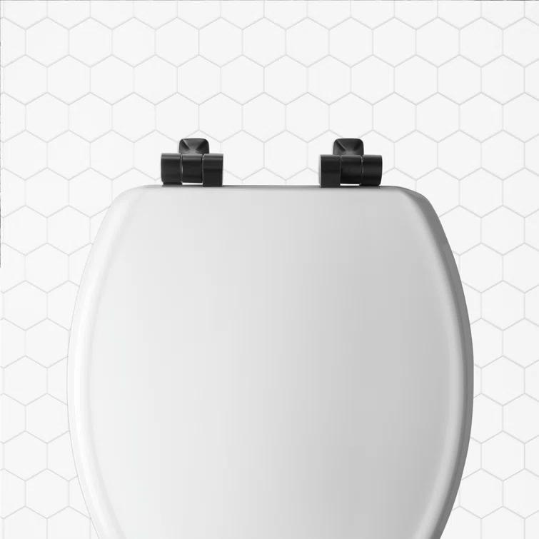 Mayfair by Bemis 7M1826MBSL 000 Bennett Toilet Seat with Metal Hinges, Slow Close Wood Seat, Easy Install, Elongated, White
