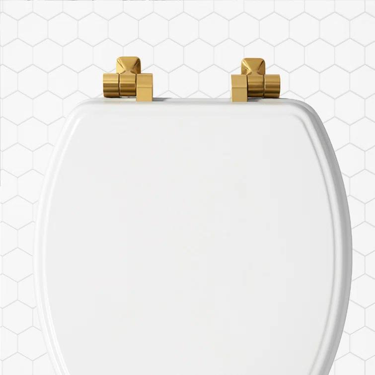 Mayfair by Bemis 7M1826BGSL 000 Bennett Toilet Seat with Metal Hinges, Slow Close Wood Seat, Easy Install, Elongated, White