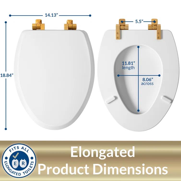 Mayfair by Bemis 7M1826BGSL 000 Bennett Toilet Seat with Metal Hinges, Slow Close Wood Seat, Easy Install, Elongated, White