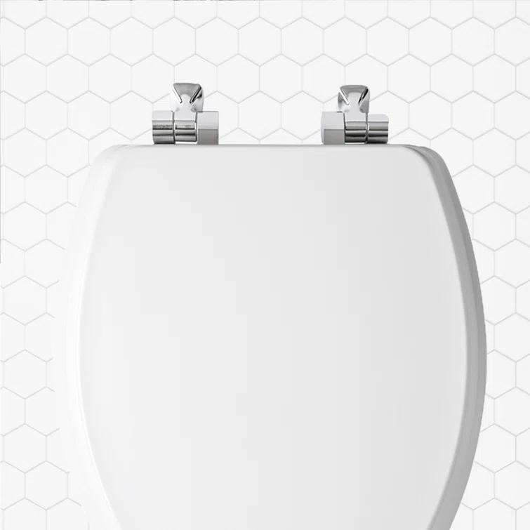 Mayfair by Bemis 7M1826NISL 000 Bennett Toilet Seat with Metal Hinges, Slow Close Wood Seat, Easy Install, Elongated, White